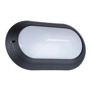 Ivela 240V E27 Oval Polycarbonate Bunker Wall Light Large Black - 18588