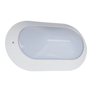 Ivela 240V E27 Oval Polycarbonate Bunker Wall Light Large White - 18481