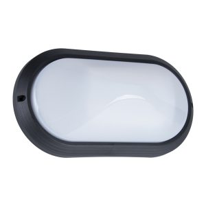 Ivela 240V E27 Oval Polycarbonate Bunker Wall Light Black - 18623