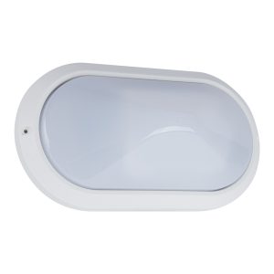 Ivela 240V E27 Oval Polycarbonate Bunker Wall Light White - 18621