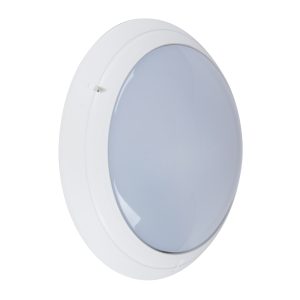 Ivela 240V E27 Round Polycarbonate Bunker Wall Light Large White - 18590