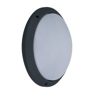 Ivela 240V E27 Round Polycarbonate Bunker Wall Light Black - 18631