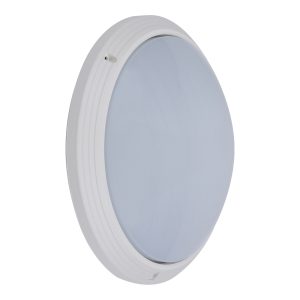 Ivela 240V E27 Round Polycarbonate Bunker Wall Light White - 18629