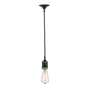 Buster 1 Light Pendant Bronze With Black Cloth Suspension - 1000077