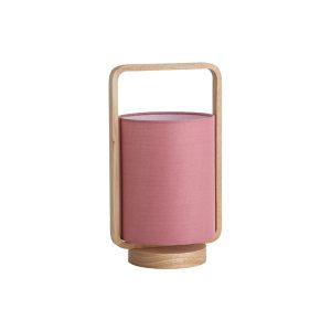 Lucia Natural Timber & Cotton Table Lamp Blush Pink - OL93611PK