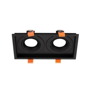 Cell Slot 2 Rectangular Recessed Downlight Frame Black - 27061