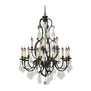 Louis 15th 15 Light Crystal Chandelier Bronze - 1000294