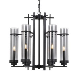 Burgess 6 Light Chandelier Small Black - BURGESS PE06-BK