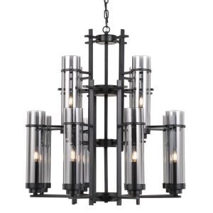 Burgess 12 Light Chandelier Large Black - BURGESS PE84-BK