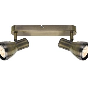 Curtis Twin 240V GU10 Spotlight Antique Brass - CURTIS SP2-AB