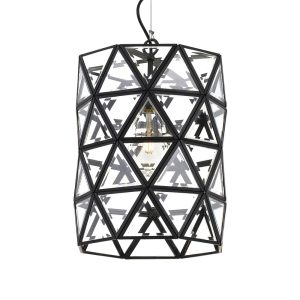 Lewis 1 Light Pendant Large Black - LEWIS PE26-BK