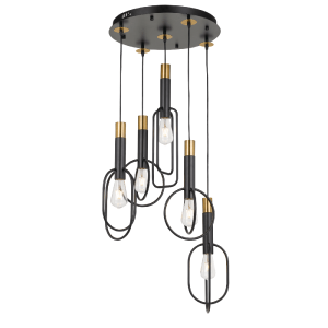 Marvin 5 Light Pendant Small Black / Gold - MARVIN PE5-BKGD