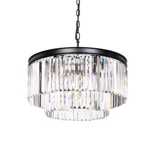 Serene 9 Light Two Levels Round Crystal Pendant - SERENE PE09-BK