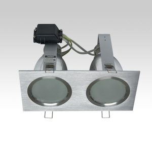 Midas 2 x E27 Rectangular Downlight Aluminium - MIDAS 2RE-AL