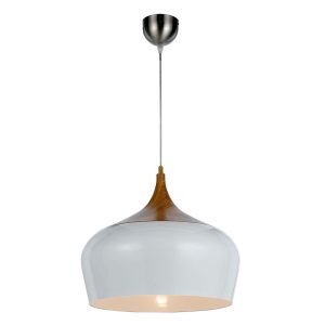 Polk 1 Light Pendant Medium Oak / White - POLK PE30-OKWH