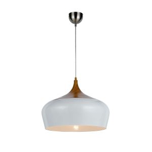 Polk 1 Light Pendant Large Oak / White - POLK PE46-OKWH