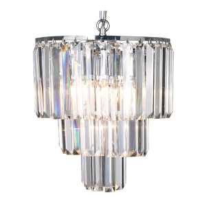 Celestial 3 Tier 4 Light Crystal Pendant Chrome - 1001098