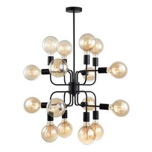 Modern Abstract 16 Light Pendant Matt Black -  HEXADE1