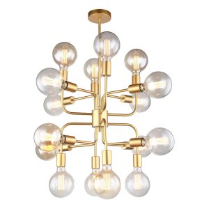 Modern Abstract 16 Light Pendant Matt Gold -  HEXADE2