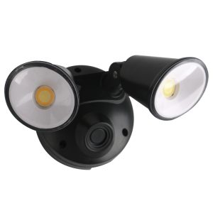 Defender 20W LED Twin Exterior Security Light Matt Black / Tri-Colour - MLXD3452M