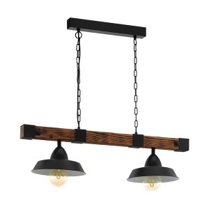 Oldbury 2 Light Pendant Wood / Rustic Brown - 49684