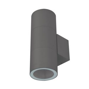 Piper 240V E27 Up/Down Round Wall Pillar Light Dark Grey - 49214