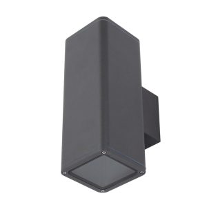 Piper 240V E27 Up/Down 24W LED Square Wall Pillar Light Dark Grey / Warm White - 49231