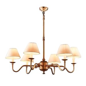 Prescot 6 Light Chandelier Antique Brass Base With Shade - ELPIM50727AB