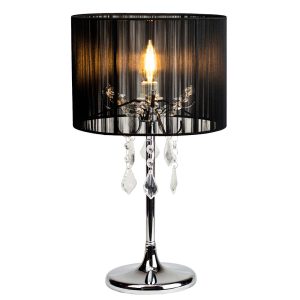 Pairs Crystal Table Lamp Chrome / Black - LL-14-0035B