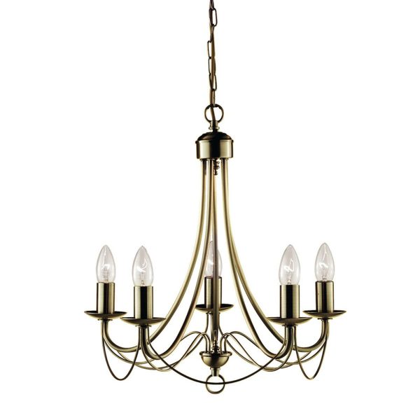 Zanzibar 5 Light Chandelier Antique Brass - LL002CH015AB