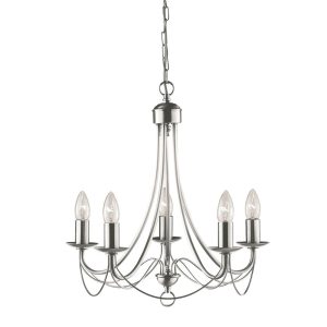 Zanzibar 5 Light Chandelier Satin Chrome - LL002CH015SC