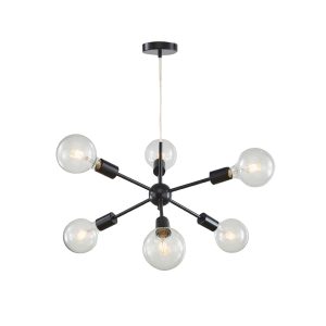 Sputnik 6 Light Groovy Satellite Pendant Black - SL63206BK