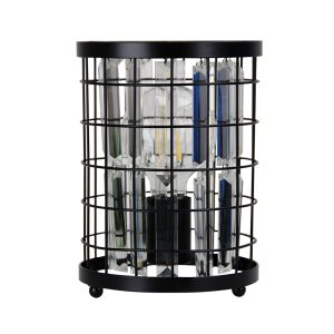 Delaware Crystal Caged Bedside Lamp Black - SL94318BK