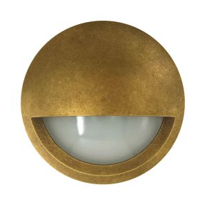 Surface Mounted 240V 6W LED Eyelid Step Light Matt Antique Brass / Warm White - STE19