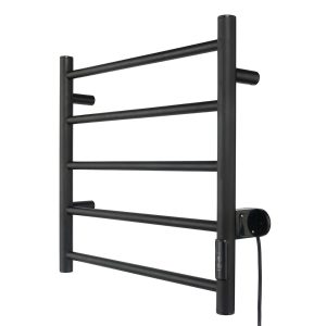 Heated Towel Rail With Hidden Wiring Matt Black - 20845/06