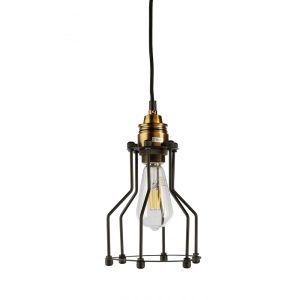 Cage 1 Light Pendant Black / Brass - CAGE-1P