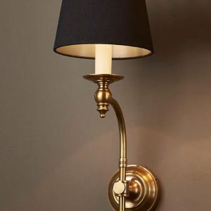 Soho 1 Light Wall Lamp Antique Brass With Black Shade - ELPIM50002AB