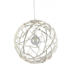 Geogro 1 Light Pendant White / Wood - GEOGRO-600