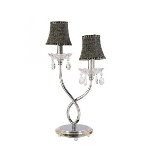 Bella 2 Light Table Lamp Crystal / Black - BELLA 5 T/L