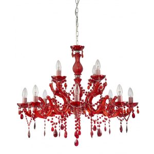 C-Mar 12 Light Chandelier Large Red - C-MAR-12-RED-LG