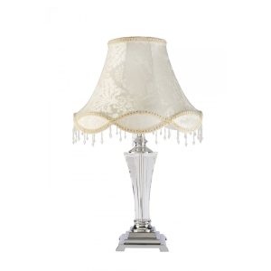 Evita 1 Light Table Lamp Crystal / Beige - EVITA-T/L BGE