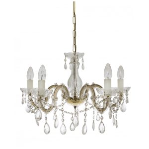 Marte 5 Light Crystal Chandelier Gold - MARTE-5 GLD