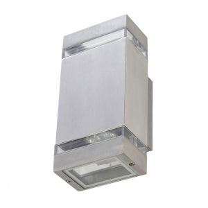 Derico 2 Light Up/Down Wall Light Polished Aluminium - DERICO-2-P/AL