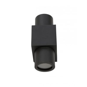 Geneva 240V GU10 Up/Down Wall Pillar Light Black - GENEVA-2 Sq-BLK