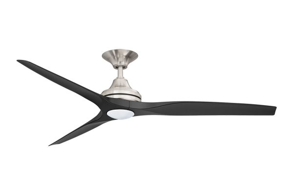 Spitfire 2 60" AC Ceiling Fan With 17W Dimmable LED Brushed Nickel Motor / Black Polymer Blades - MS21BN + BS21BL + SPI17W