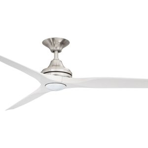 Spitfire 2 60" AC Ceiling Fan With 17W Dimmable LED Brushed Nickel Motor / White Wash Polymer Blades - MS21BN + BS21WW + SPI17W