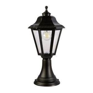 Roman 1 Light Pillar Mount Light Black - ROMAN PM BLK