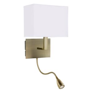 Maddox Bedside Wall Light With Flexi LED Task Light Antique Brass - WL6519-AB