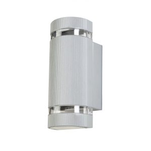 Zara 240V GU10 Up/Down Wall Pillar Light Silver - ZARA-2-SIL