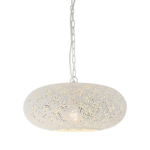 Titan 1 Light Perforated Ellipse Pendant White - ZAF10221